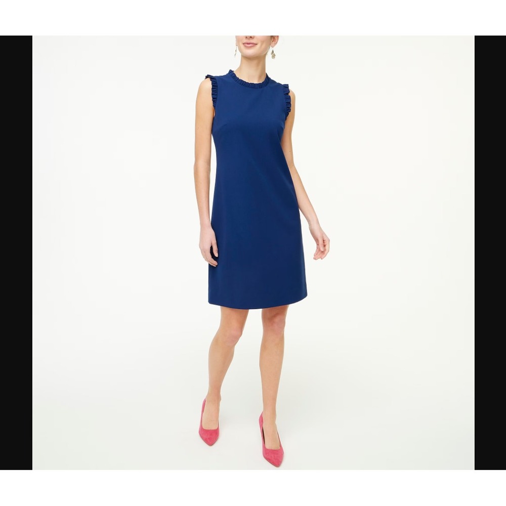 J Crew NEW NWT Womens 10 Blue Ruffleneck Suit Dress Dinner Work Formal